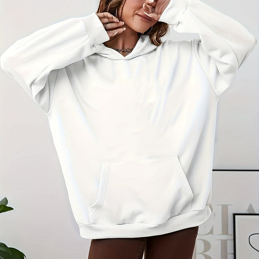 Solid Kangaroo Pocket Hoodie Casual Long Sleeve Hoodies