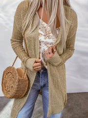  Casual Cardigan Solid Eyelet Embroidered Open Front Long Sleeve