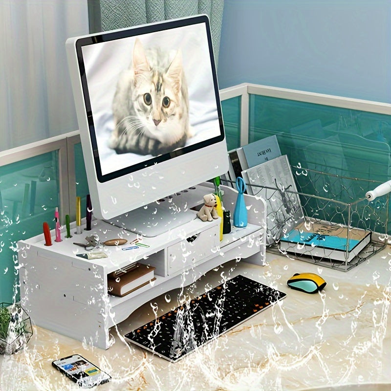 Desktop Monitor Stand with Drawer Storage Rack