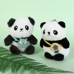 2pcs Panda Keychain Doll Christmas Holiday Present Plush Doll Handcrafted Feel