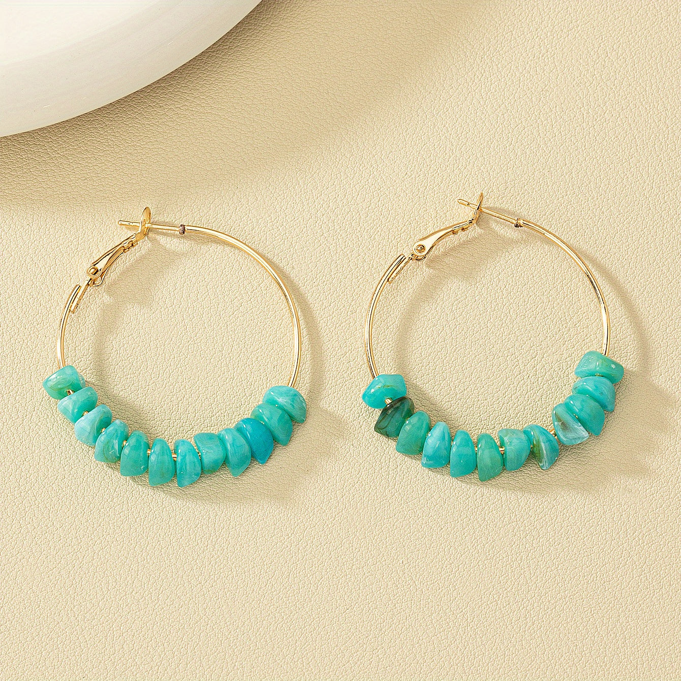 Red Coral Acrylic Round Earrings 14K Plated