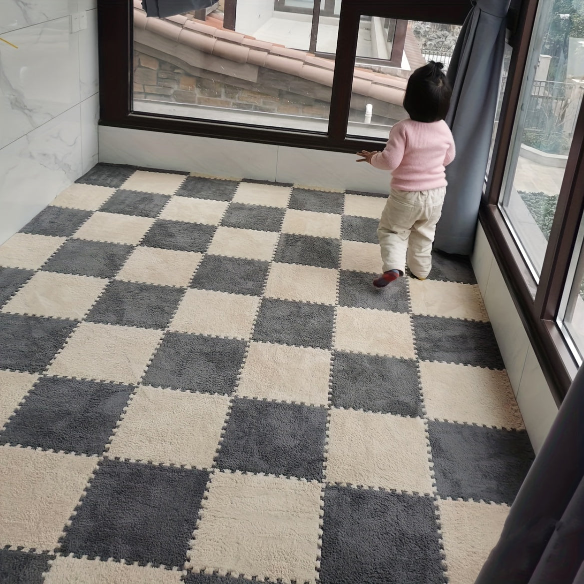 12pcs Soft Foam Puzzle Floor Mat Interlocking Flooring Tiles