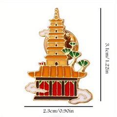 Chinese Style Scenic Monument Brooch DIY Clothes Hat Bag Backpack Accessory