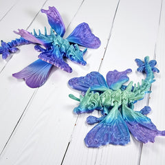 3D Printed Butterfly Dragon Figurine with Movable Joints - Home and Car Decor