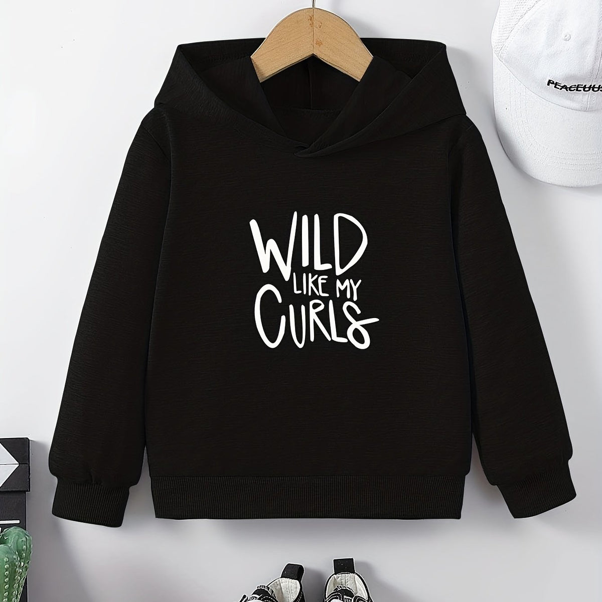 Kids Letter Print Casual Hooded Sweatshirt