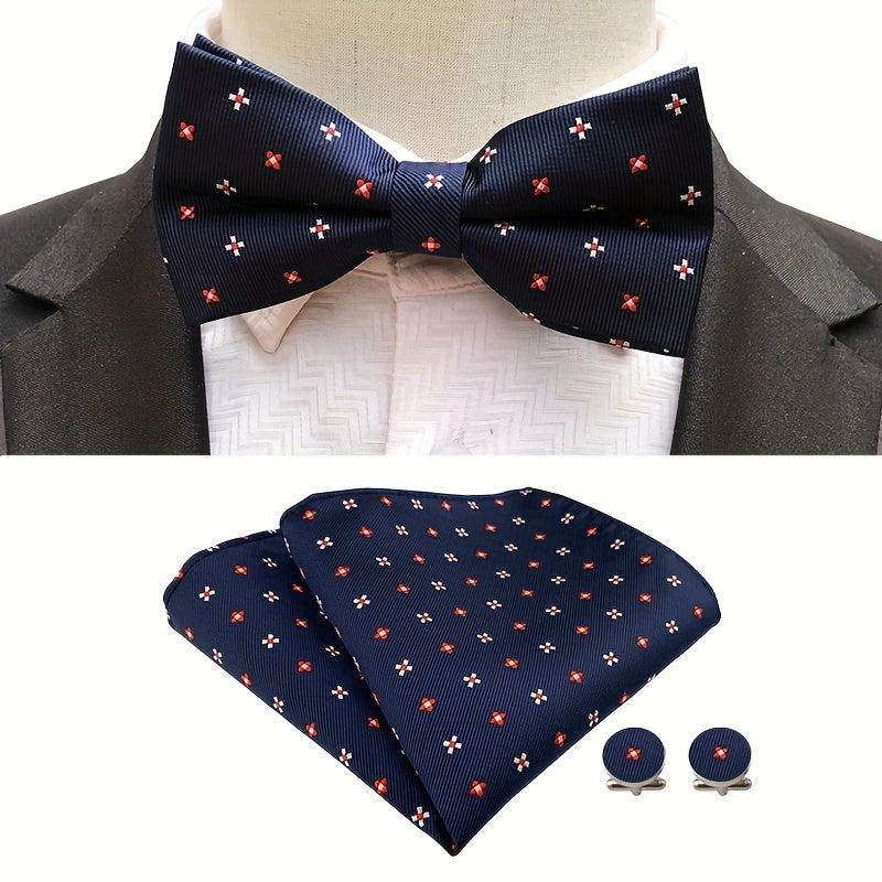 Men's Bow Tie & Handkerchief Groom Wedding Accessories Set
