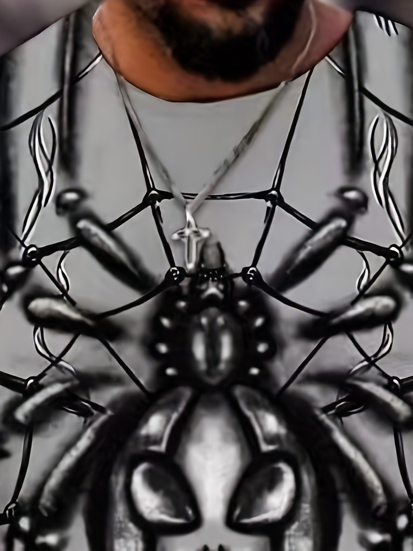 Men's Spider & Web Graphic T-shirt for Summer Outdoor Activities