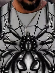 Men's Spider & Web Graphic T-shirt for Summer Outdoor Activities