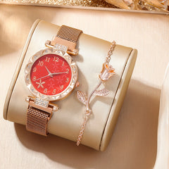 Quartz Watch & Butterfly Jewelry Set for Junior High Students