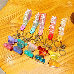 Cartoon Gradient Bear Keychain Bag Pendant Couples Gift