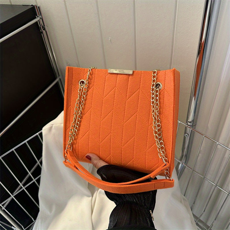 Argyle Quilted Tote Bag Chain Crossbody Purse