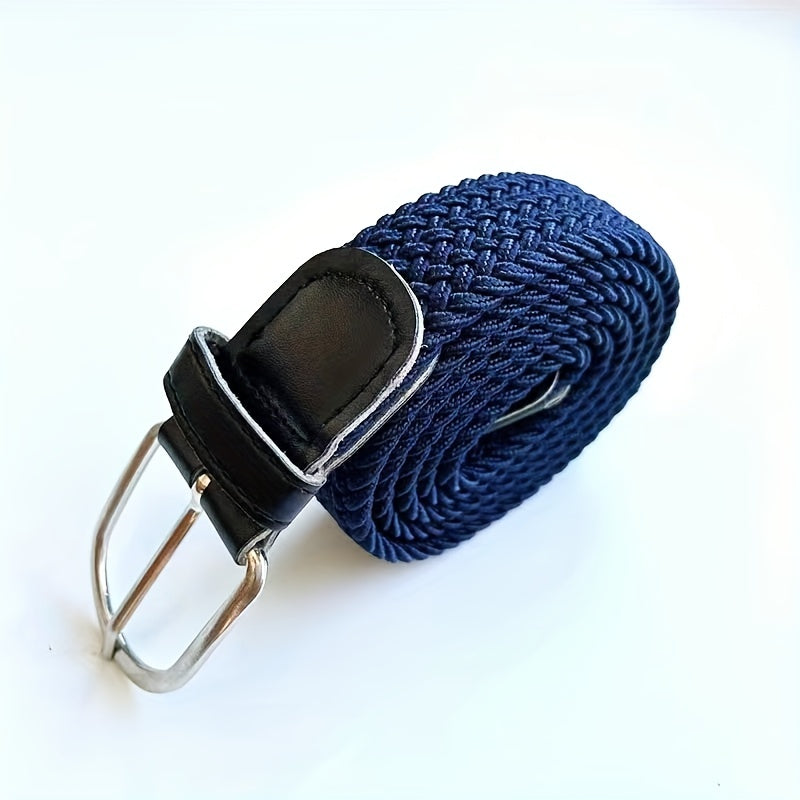 Casual Elastic Braided Belt with Alloy Buckle