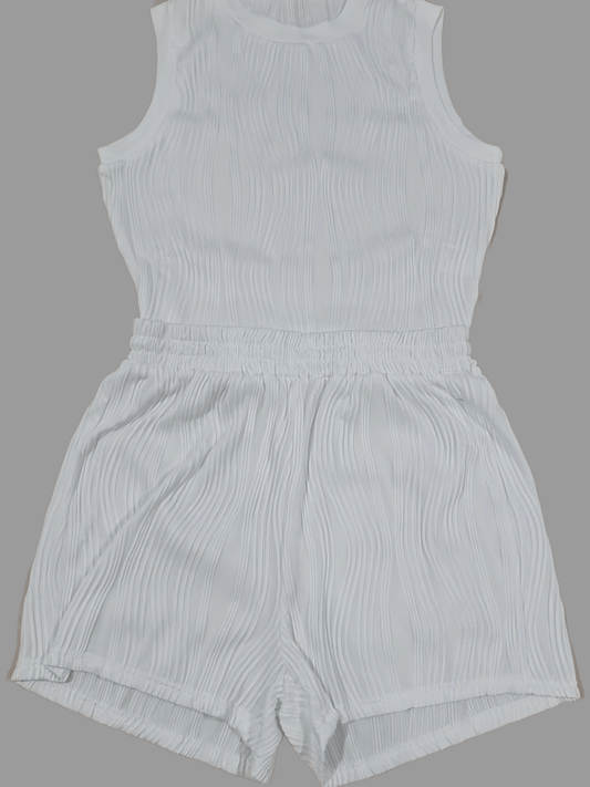 Sleeveless Mock Neck Tank Top & Shorts Set