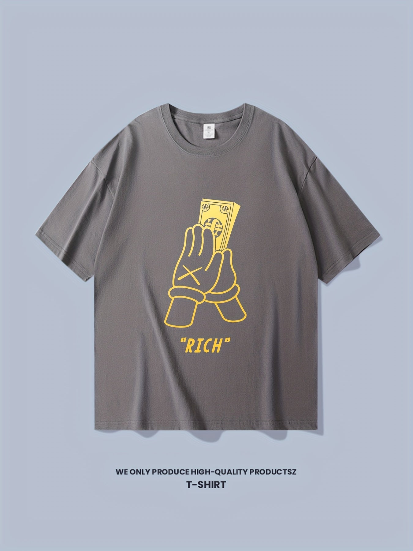 Cotton Pray To Be RICH Money Print Men's Graphic T-shirt