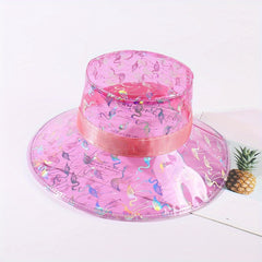 Transparent PVC Bucket Hat Wide Brim Waterproof Rain Sun Hat