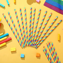 100 Rainbow Straws Bulk Colorful Drink Straws Cocktail Wedding Party