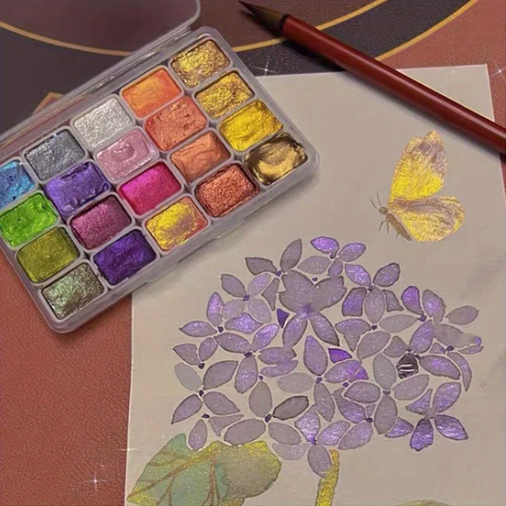 Glitter Watercolor Solid Paints Vibrant Shimmering Art Supplies
