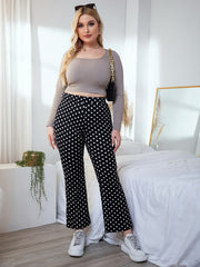  Polka Dot High Rise Flared Leg Pants