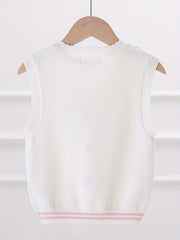 Girls' Flower Embroidered Knit Vest for Autumn/Winter