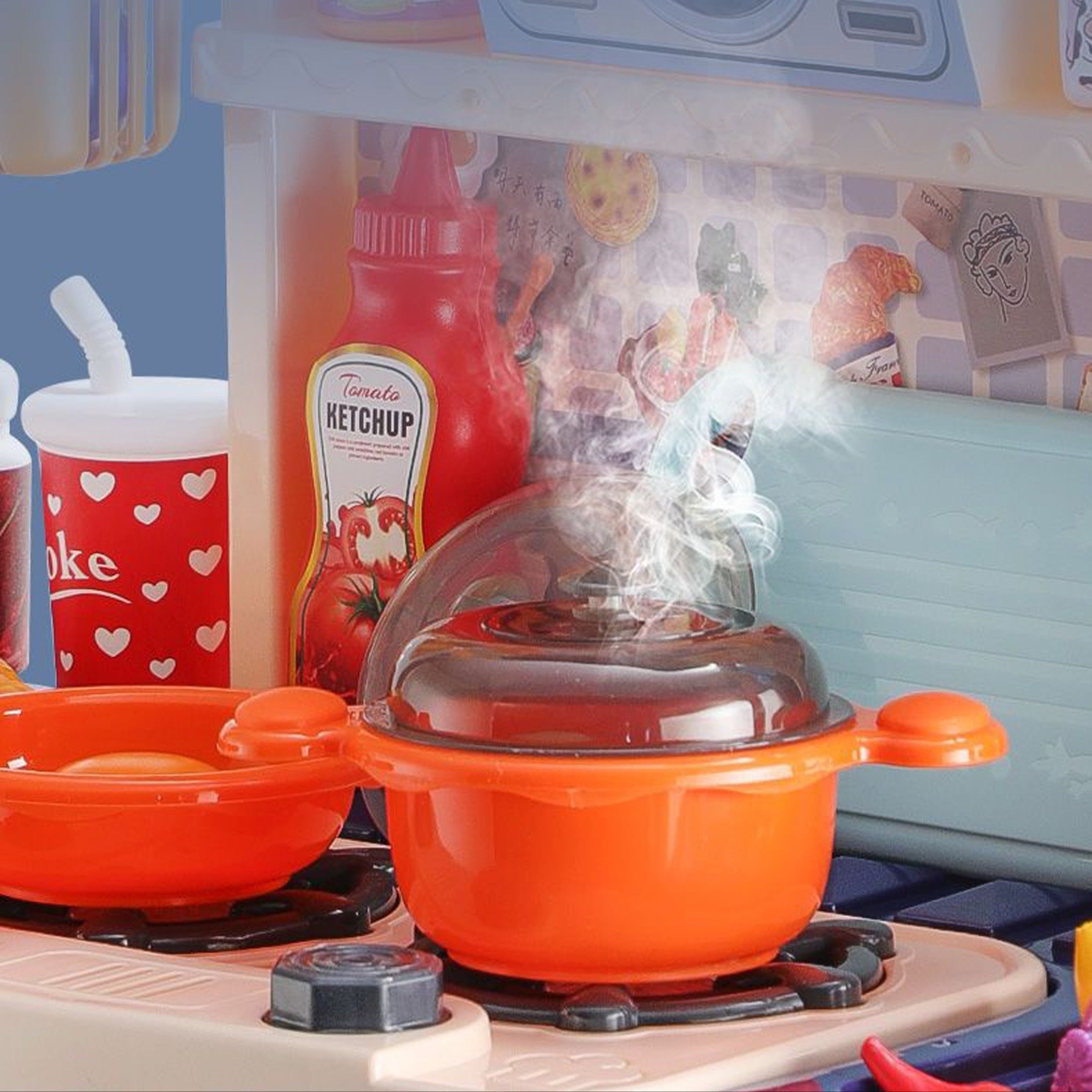 43pcs Pretend Play Kitchen Toys Cooking & Rice Cooking Set