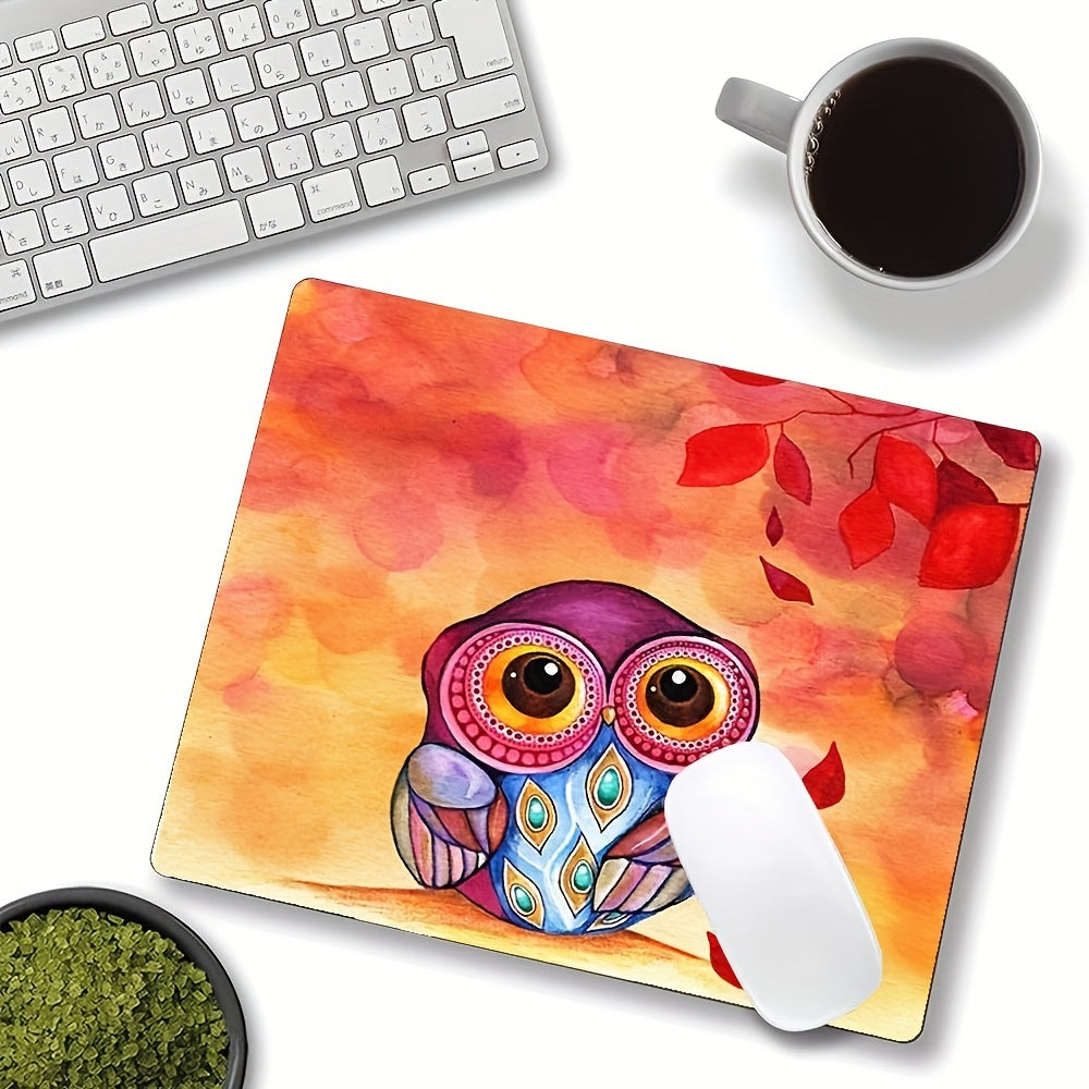 Painting Owl Mouse Pad Anti Slip Rectangular Gaming Office Supplies