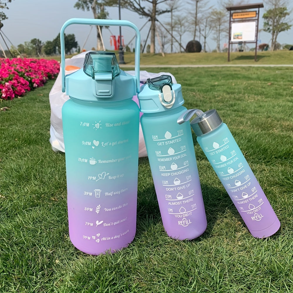 3pcs Motivational Water Bottles with Time Marker