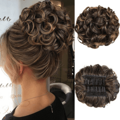 Curly Bun Extension Clip In Hairpiece Messy Updo Brown Blonde Hallow