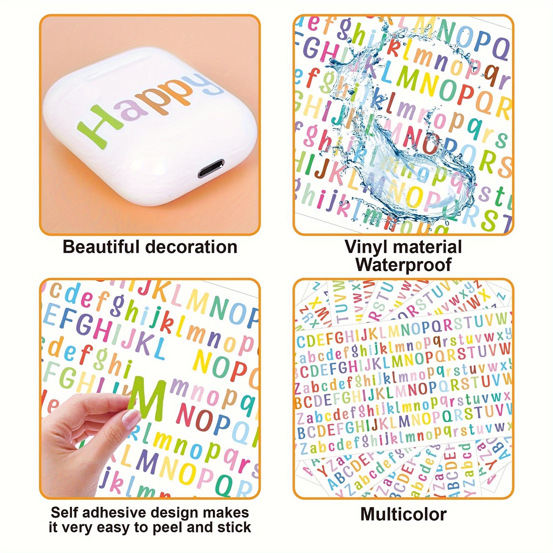 208pcs Mini Waterproof Letter Stickers DIY Decoration