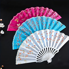 Plastic Folding Fan Retro Chinese Style Floral Fan