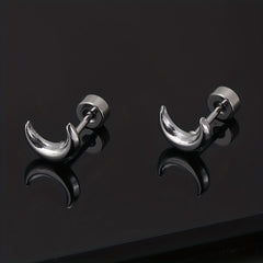 Men's Stainless Steel Stud Earrings Heart Moon Cone Leaf Ear Studs