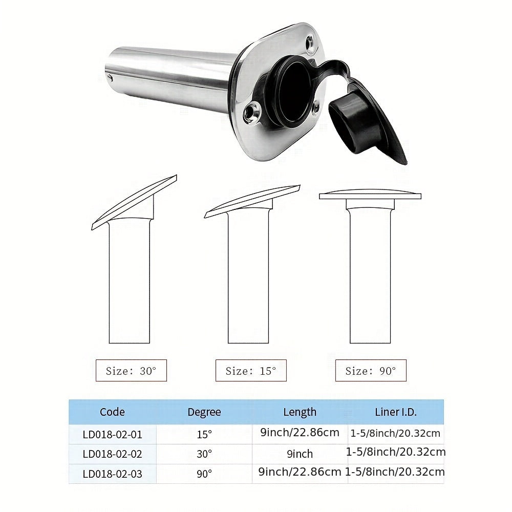 1pc Stainless Steel Fishing Rod Holder PVC Cap 15 30 90 Degree Accessories