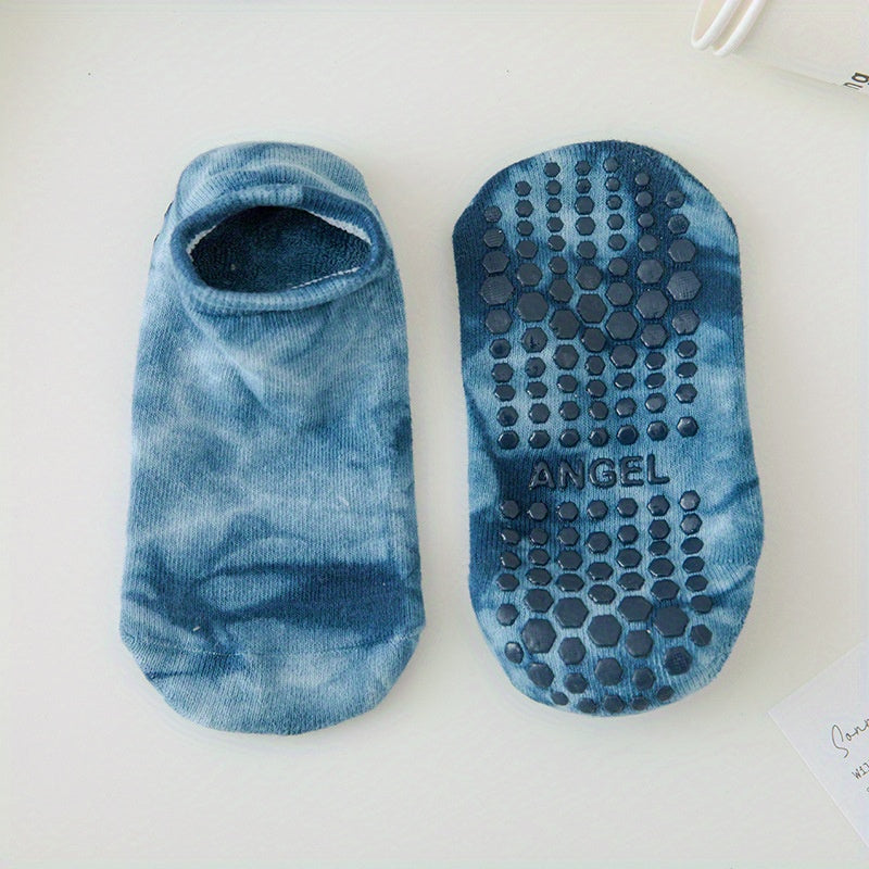 Tie Dyed Gradual Change Yoga Socks For Women Non-slip Low Top Socks