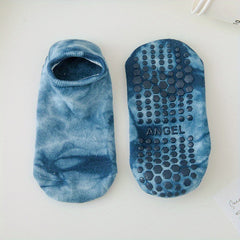 Tie Dyed Gradual Change Yoga Socks For Women Non-slip Low Top Socks