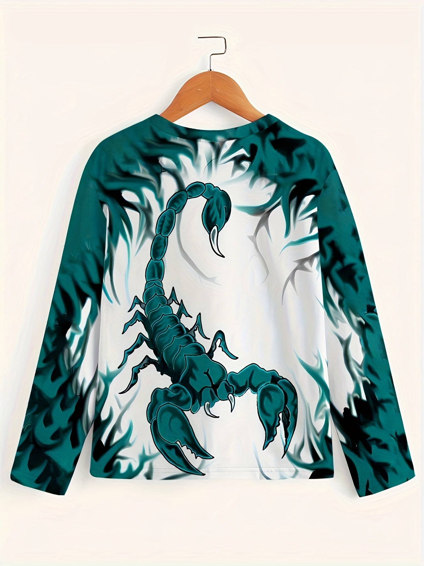 Scorpion Print Men's Long Sleeve Graphic T shirt Casual Comfy Tees