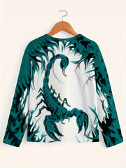 Scorpion Print Men's Long Sleeve Graphic T shirt Casual Comfy Tees