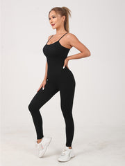 Tummy Control Yoga Jumpsuit Slim Fit Crew Neck Yoga Bodysuit