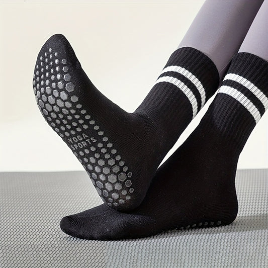 6 Pairs Striped Yoga Socks Non-slip with Grips for Pilates Barre Fitness
