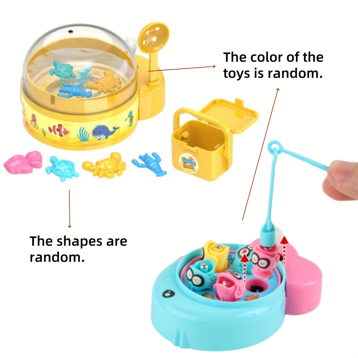 Mini Dinosaur & Fishing Machines Set with Clockwork - Travel Toy
