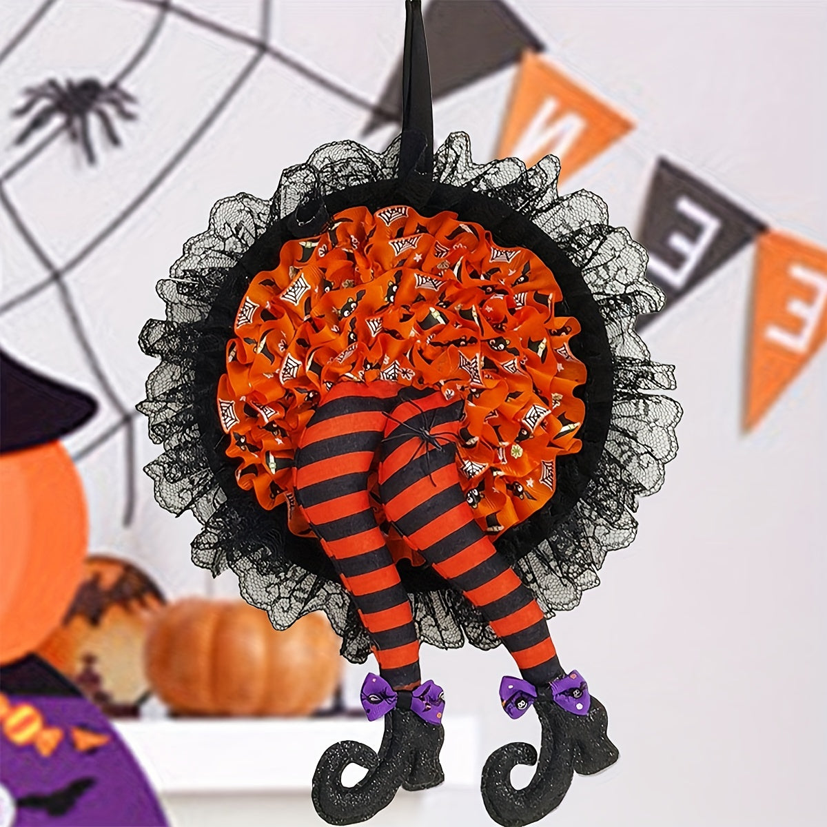 Halloween Wreath Witch Leg Hanging Ornament
