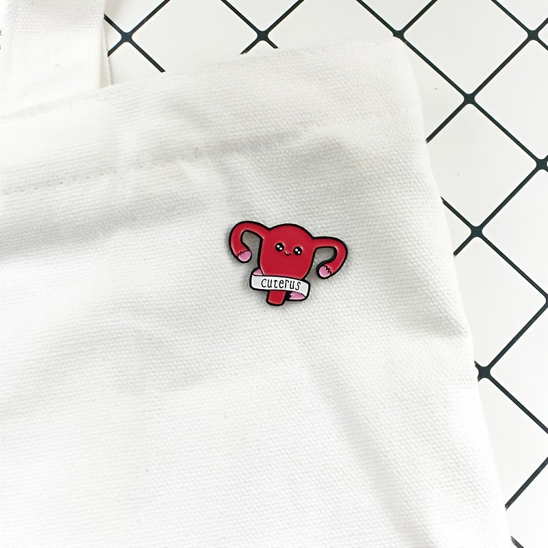 Maternal Uterus Shaped Alloy Brooch Chest Pin Red