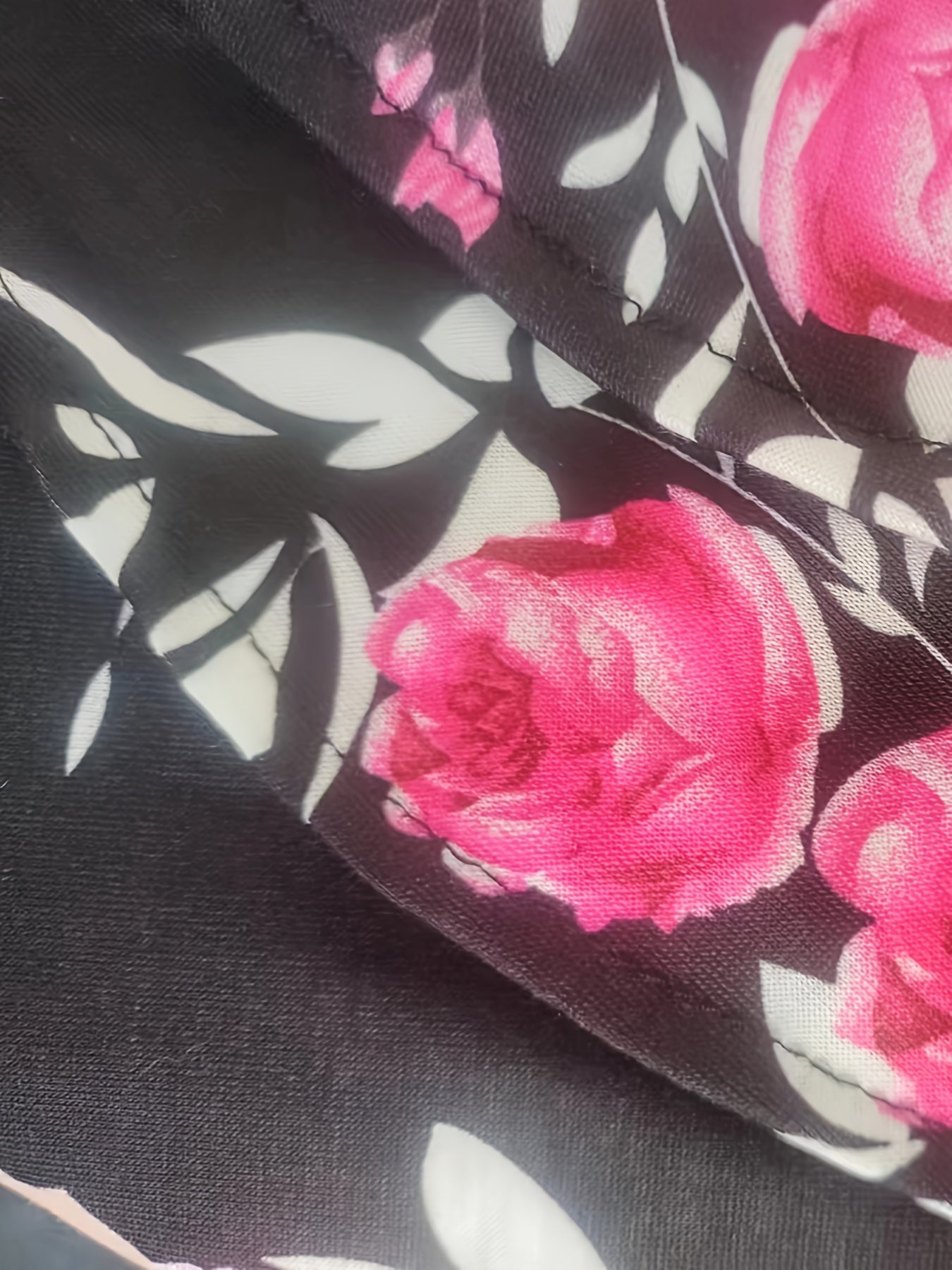  Floral Print Ruffle Trim Short Sleeve Dress