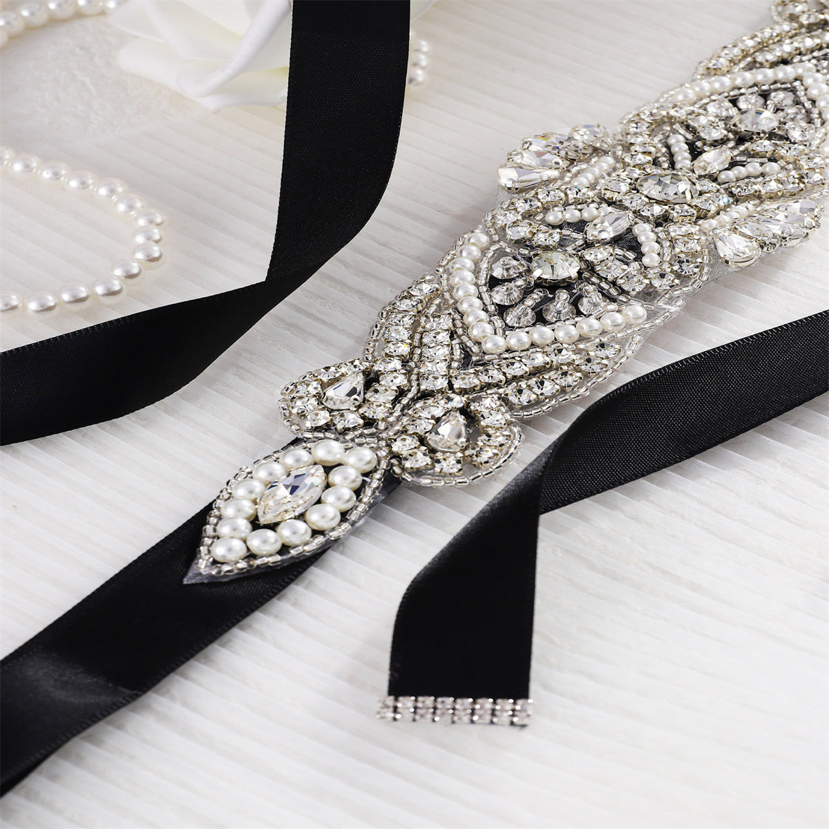 Rhinestone Bridal Belt Wedding Dress Waist Chain Sash Faux Pearl Belt