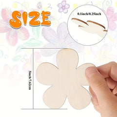 Wooden Blank Flower Graffiti Shapes DIY Painting Coasters 5pcs