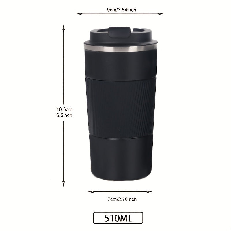 2oz Stainless Steel Coffee Mug Insulated with Leakproof Lid - Non Slip Grip