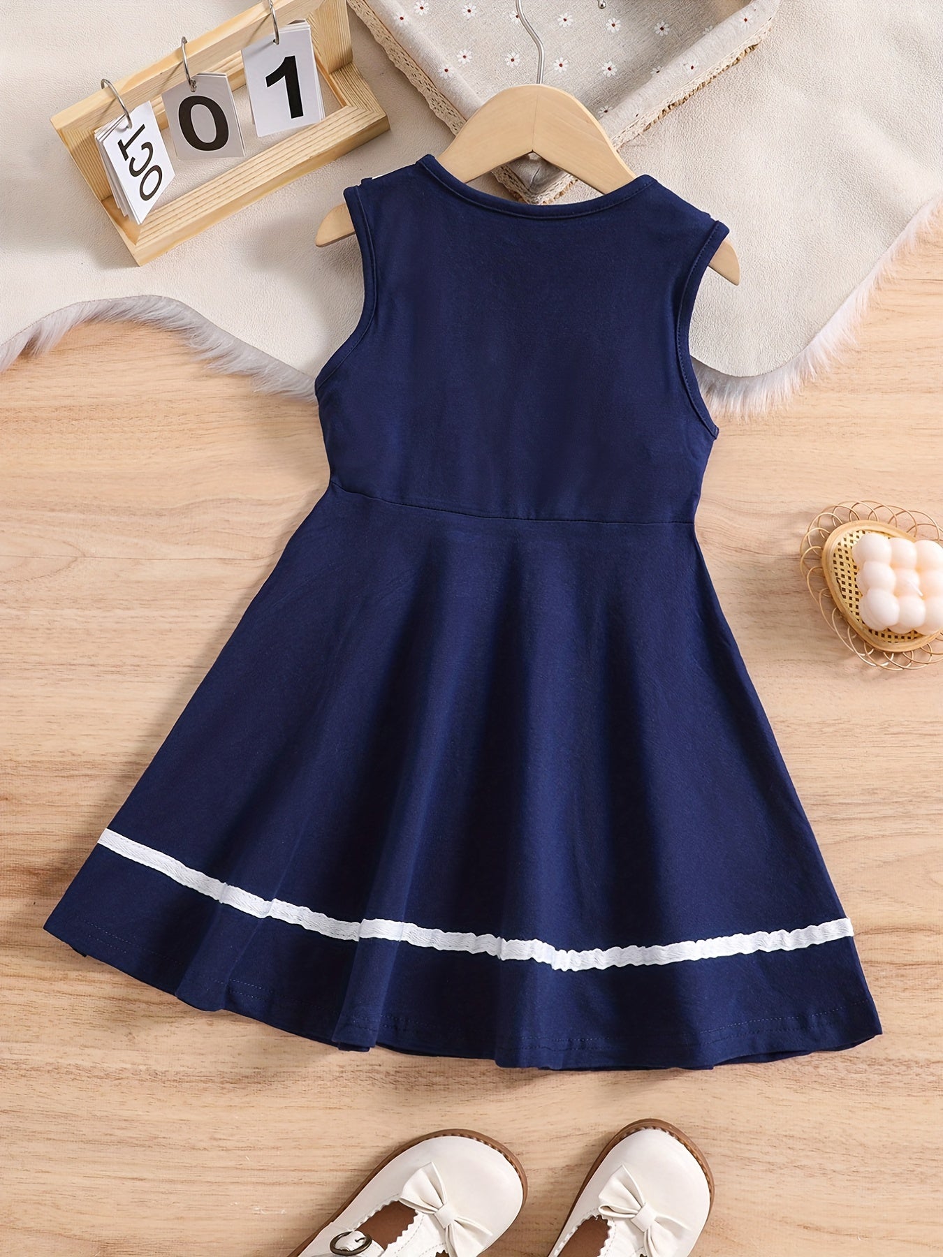 Girls Striped Sleeveless Dress Varsity Style Kids Cotton Dress