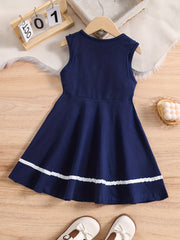 Girls Striped Sleeveless Dress Varsity Style Kids Cotton Dress