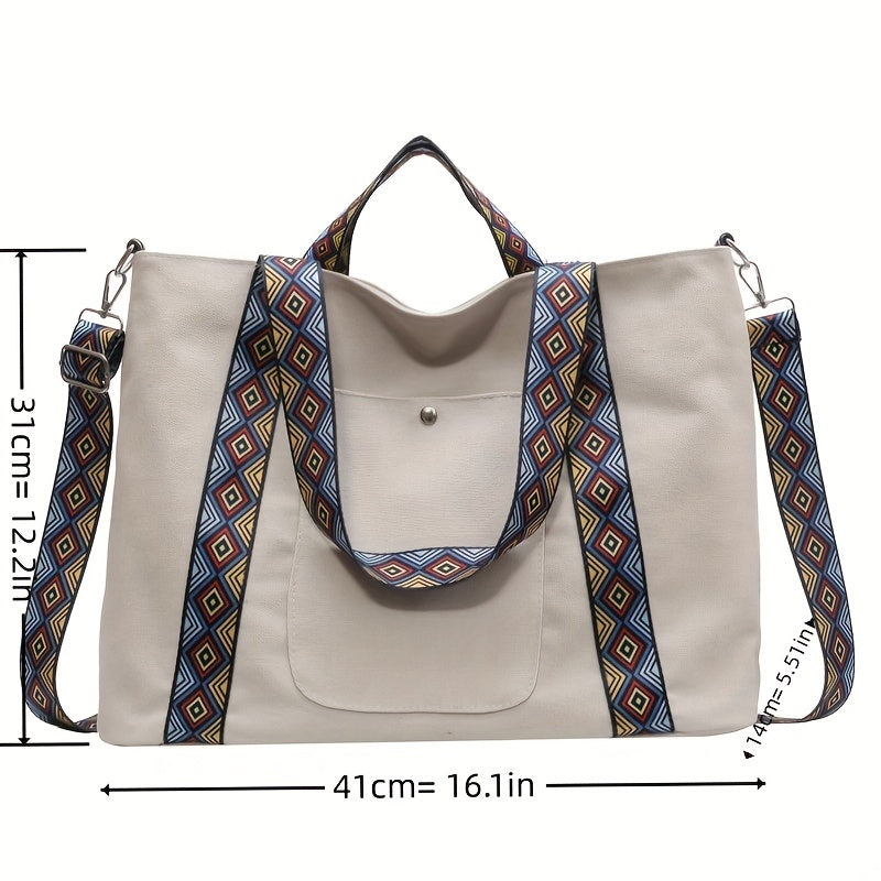 Ethnic Style Canvas Tote Bag Large Capacity Crossbody Bag Handbags