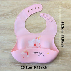 Waterproof Silicone Feeding Bib for Kids with Snap Closure