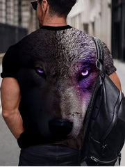Wolf 3D Pattern Print Men's Short Sleeve T-Shirt Graphic Tee