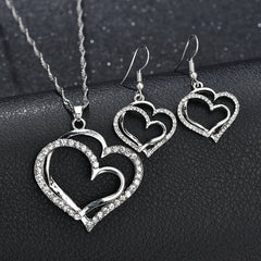 French Romantic Style Jewelry Set - Heart Earrings & Necklace